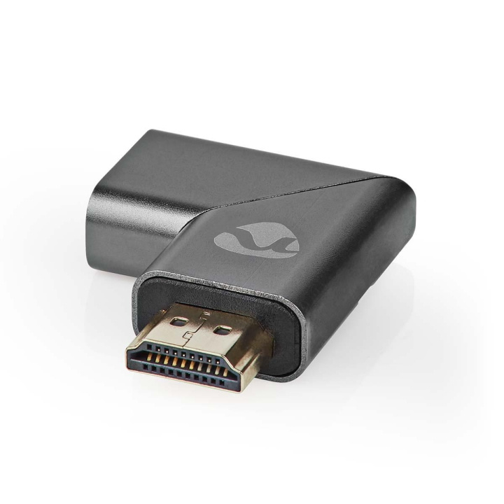 Nedis HDMI™-Adapter | HDMI™ Connector / HDMI™ Male | HDMI™ Output | Verguld | Links Gehoekt | Aluminium | Gun Metal Grijs | 1 Stuks | Cover Window Box in de groep HOME ELECTRONICS / Kabels & Adapters / HDMI / Adapters bij TP E-commerce Nordic AB (C07985)