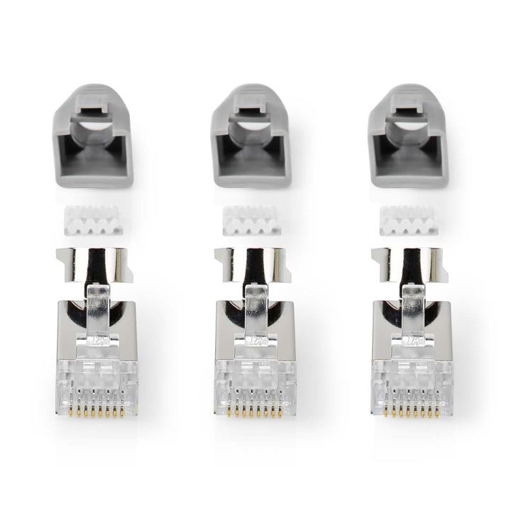 Nedis RJ45-Connector | RJ45 Pass Through | Stevig/Gesnoerd FTP CAT7 | Recht | Verguld | 10 Stuks | PVC | Grijs / Wit / Zwart | Doos in de groep COMPUTERS & RANDAPPARATUUR / Computerkabels / Netwerkkabels / Adapters & Geleiderverbindingen bij TP E-commerce Nordic AB (C08040)