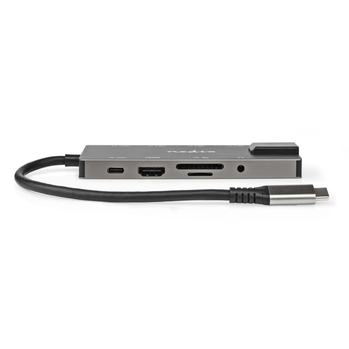 Nedis USB Multi-Port Adapter | 10-in-1 | USB 3.2 Gen 1 | USB-C™ Male | HDMI™ Output / RJ45 Female / SD / 2x USB-C™ / 3,5 mm Female / 3x USB-A Female | 5 Gbps | 0.20 m | Rond | Verguld | PVC | Antraciet | Doos in de groep COMPUTERS & RANDAPPARATUUR / Laptops & accessoires / Docking station bij TP E-commerce Nordic AB (C08082)