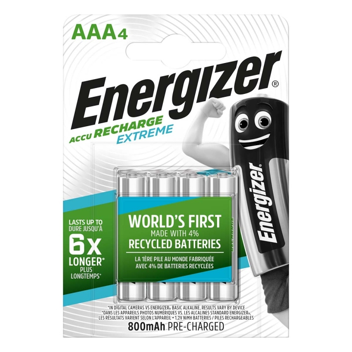 Energizer Oplaadbare NiMH-Batterij AAA | 1.2 V DC | 800 mAh | Voorgeladen | 4-Blister in de groep HOME ELECTRONICS / Batterijen & Opladers / Oplaadbare batterijen / AAA bij TP E-commerce Nordic AB (C08227)
