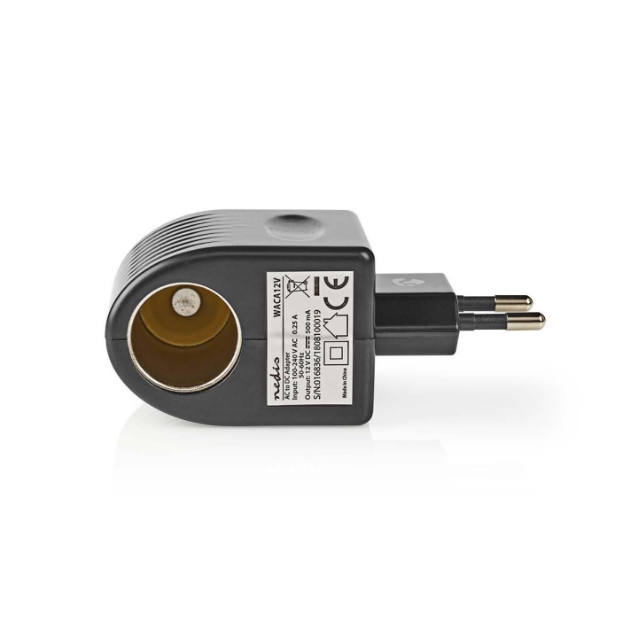 Nedis Stopcontact-Adapter | Type C (CEE 7/16) | 100 - 240 V AC 50/60 Hz | 12 V DC | 6 W | Netvoeding | 0.3 A | Zwart | Kunststof in de groep SMARTPHONE & TABLETS / Opladers & Kabels / Wandoplader / Wandoplader USB bij TP E-commerce Nordic AB (C08235)