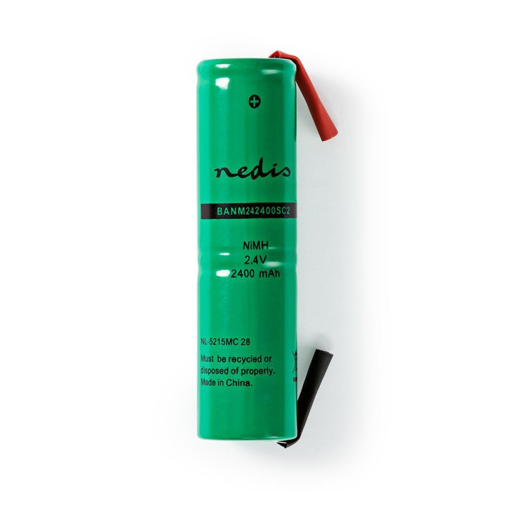Nedis Oplaadbare NiMH-Batterij | 2.4 V DC | Oplaadbaar | 2400 mAh | Voorgeladen | 1-Polybag | N/A | Soldeertab | Groen in de groep HOME ELECTRONICS / Batterijen & Opladers / Oplaadbare batterijen / Overigen bij TP E-commerce Nordic AB (C08247)