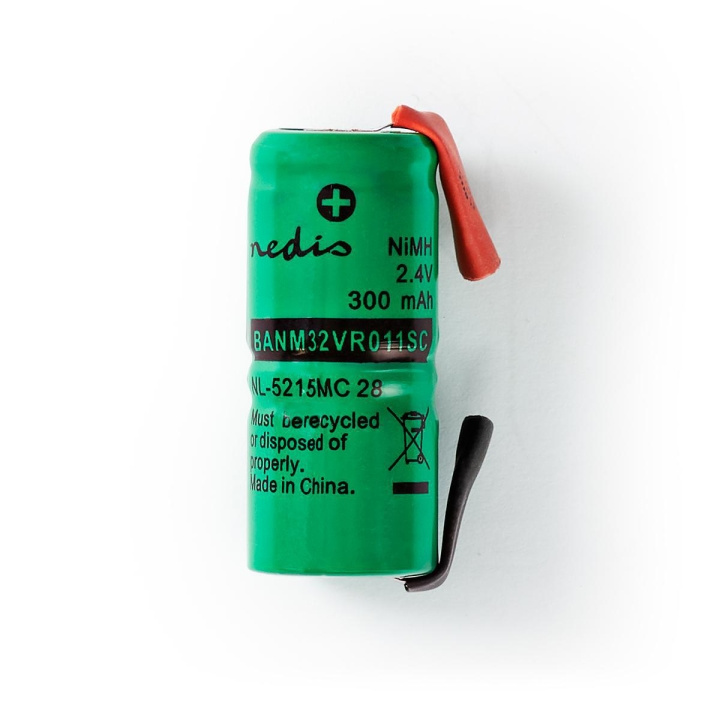 Nedis Oplaadbare NiMH-Batterij | 2.4 V DC | Oplaadbaar | 300 mAh | Voorgeladen | 1-Polybag | N/A | Soldeertab | Groen in de groep HOME ELECTRONICS / Batterijen & Opladers / Oplaadbare batterijen / Overigen bij TP E-commerce Nordic AB (C08248)
