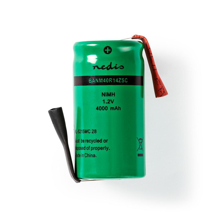 Nedis Oplaadbare NiMH-Batterij | 1.2 V DC | Oplaadbaar | 4000 mAh | Voorgeladen | 1-Polybag | N/A | Soldeertab | Groen in de groep HOME ELECTRONICS / Batterijen & Opladers / Oplaadbare batterijen / Overigen bij TP E-commerce Nordic AB (C08253)