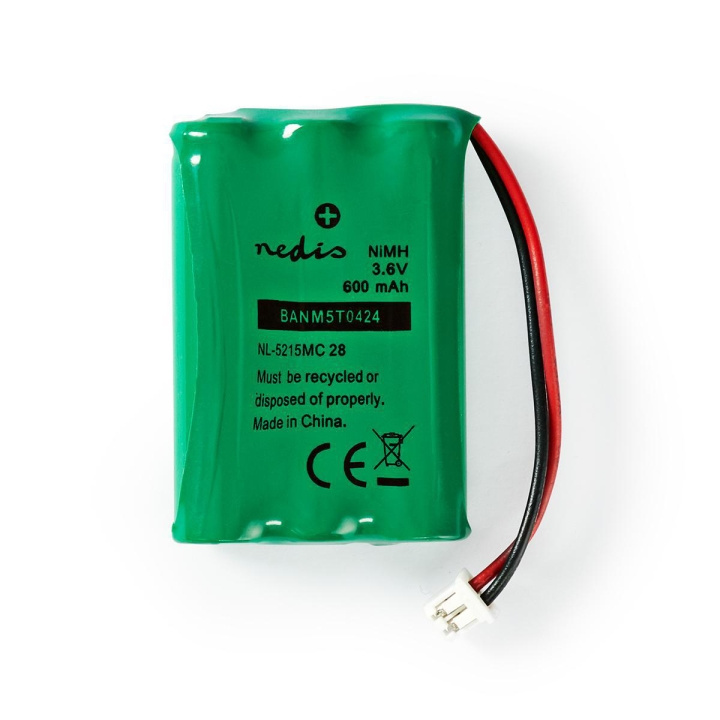 Nedis Oplaadbare NiMH-Batterij | 3.6 V DC | Oplaadbaar | 600 mAh | Voorgeladen | 1-Polybag | N/A | 2-Draads-Telefoonconnector | Groen in de groep HOME ELECTRONICS / Batterijen & Opladers / Oplaadbare batterijen / Overigen bij TP E-commerce Nordic AB (C08255)