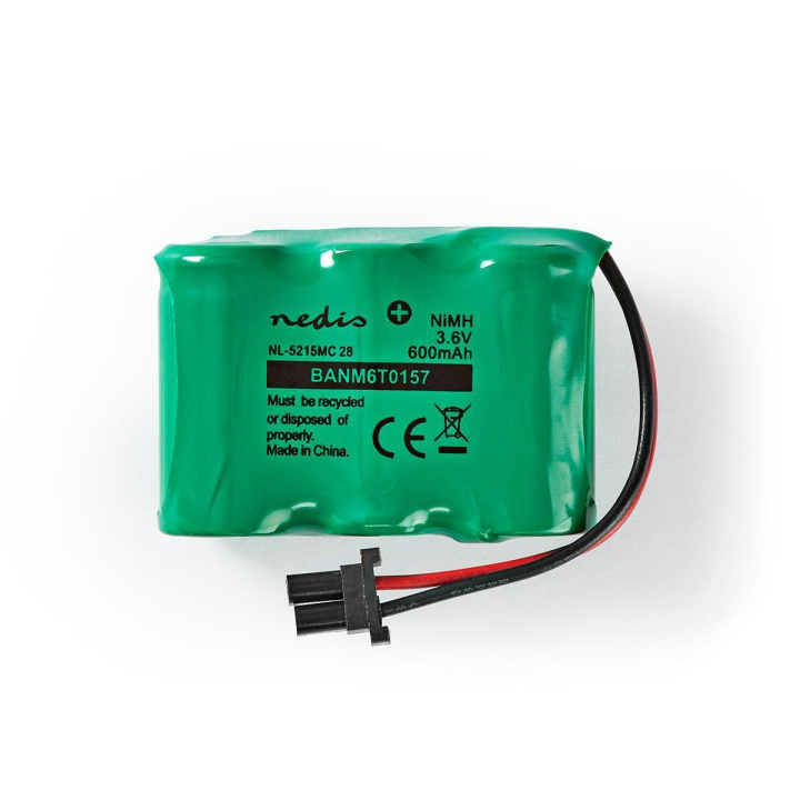 Nedis Oplaadbare NiMH-Batterij | 3.6 V DC | Oplaadbaar | 600 mAh | Voorgeladen | 1-Polybag | N/A | 2-Draads-Telefoonconnector | Groen in de groep HOME ELECTRONICS / Batterijen & Opladers / Oplaadbare batterijen / Overigen bij TP E-commerce Nordic AB (C08256)