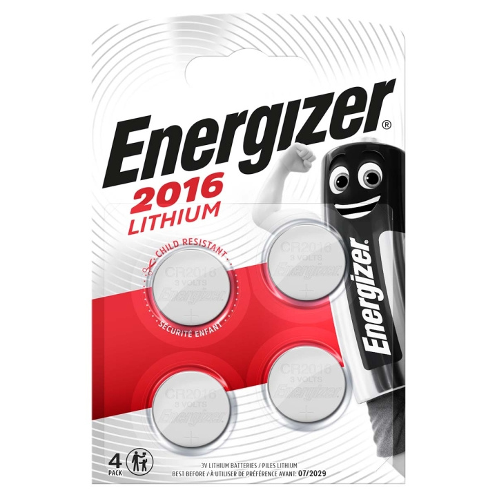 Energizer Lithium-Knoopcelbatterij CR2016 | 3.2 V DC | 90 mAh | 4-Blister | Zilver in de groep HOME ELECTRONICS / Batterijen & Opladers / Batterijen / Knoopcel bij TP E-commerce Nordic AB (C08286)