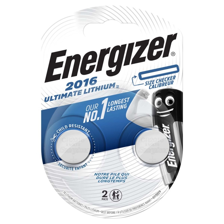 Energizer Lithium-Knoopcelbatterij CR2016 | 2.6 V DC | 163 mAh | 2-Blister | Zilver in de groep HOME ELECTRONICS / Batterijen & Opladers / Batterijen / Knoopcel bij TP E-commerce Nordic AB (C08287)