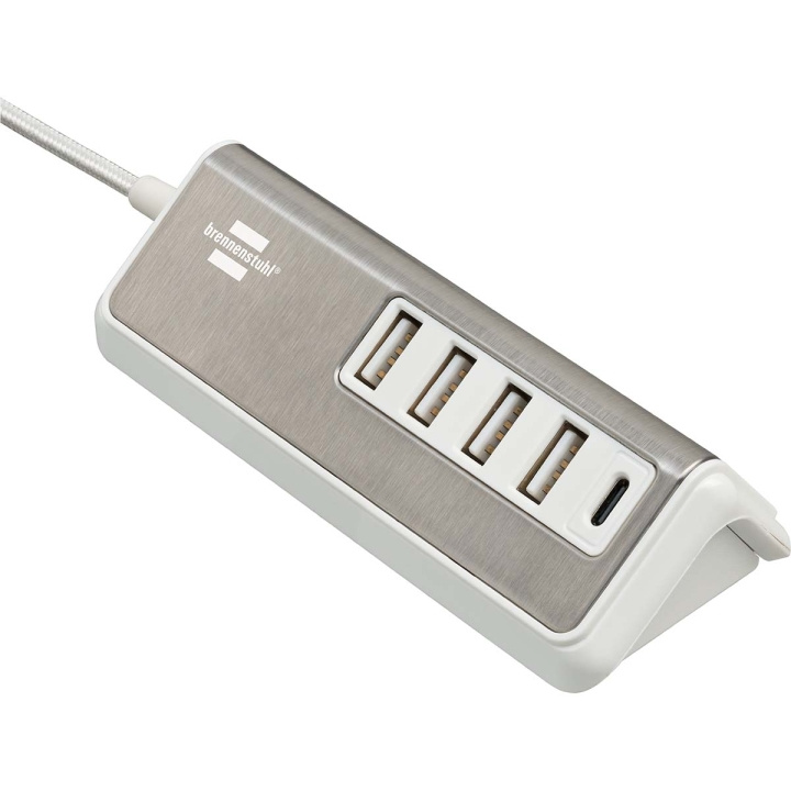 brennenstuhl Estilo USB-multilader met 1,50 m textiel kabel 4x USB A + 1x USB C TYPE F in de groep SMARTPHONE & TABLETS / Opladers & Kabels / Wandoplader / Wandoplader USB bij TP E-commerce Nordic AB (C08304)