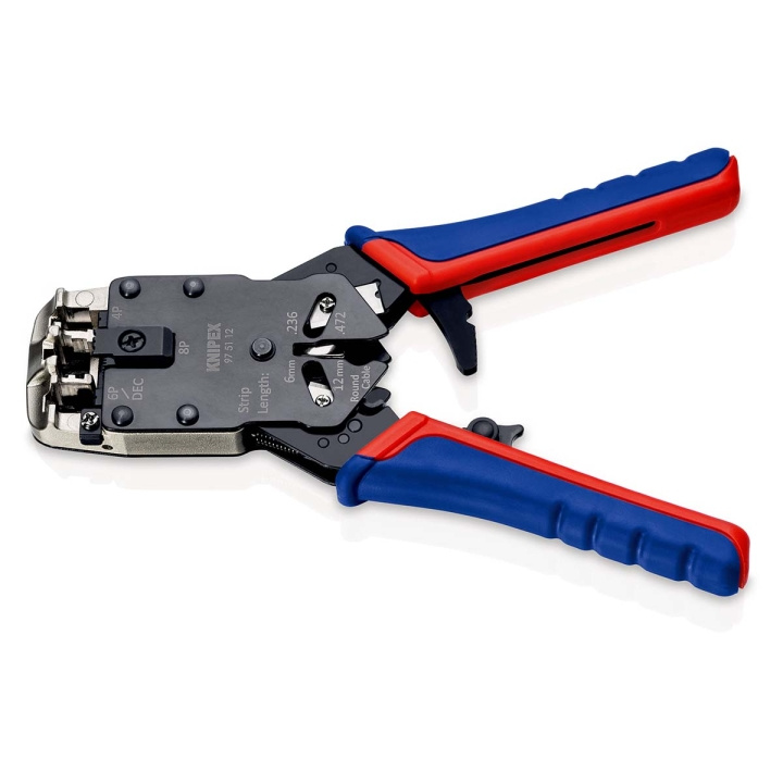 KNIPEX Krimptang voor westernstekkers Western-stekker RJ10 (4-polig) 7,65 mm, RJ11/12 (6-polig) 9,65 mm, RJ45 (8-polig) 11,68 mm in de groep COMPUTERS & RANDAPPARATUUR / Computeronderdelen / Gereedschap & montage bij TP E-commerce Nordic AB (C08373)