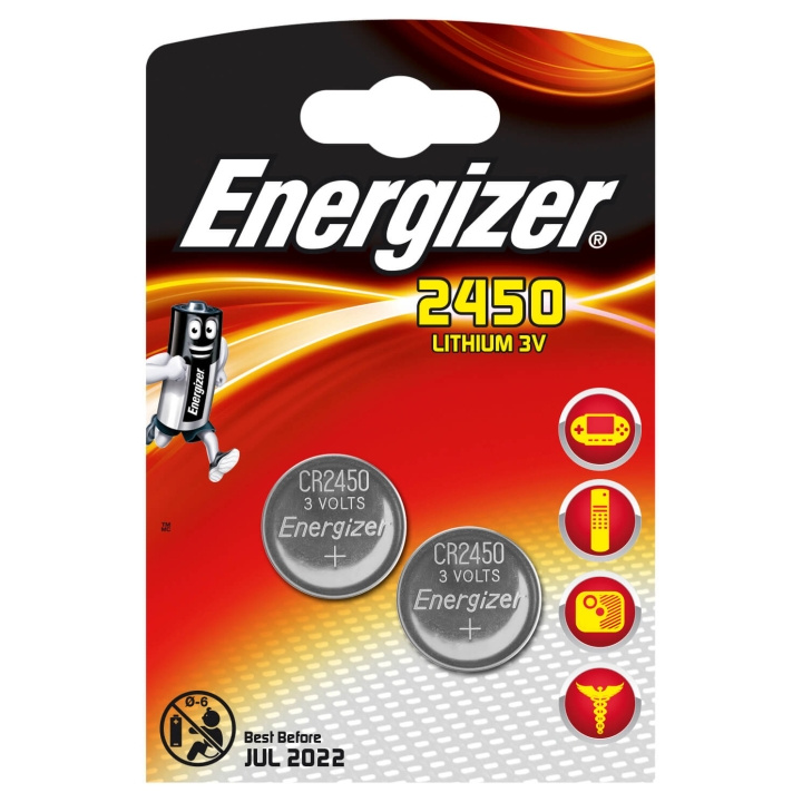 Energizer Lithium-Knoopcelbatterij CR2450 | 3 V DC | 620 mAh | 2-Blister | Zilver in de groep HOME ELECTRONICS / Batterijen & Opladers / Batterijen / Knoopcel bij TP E-commerce Nordic AB (C08425)