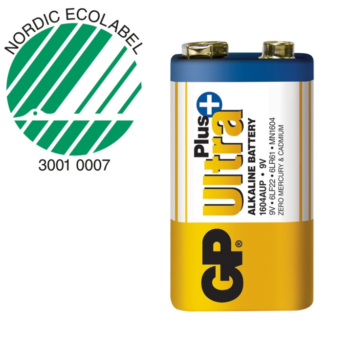 GP Ultra Plus Alkaline 9V 1-pak in de groep HOME ELECTRONICS / Batterijen & Opladers / Batterijen / Knoopcel bij TP E-commerce Nordic AB (C08556)