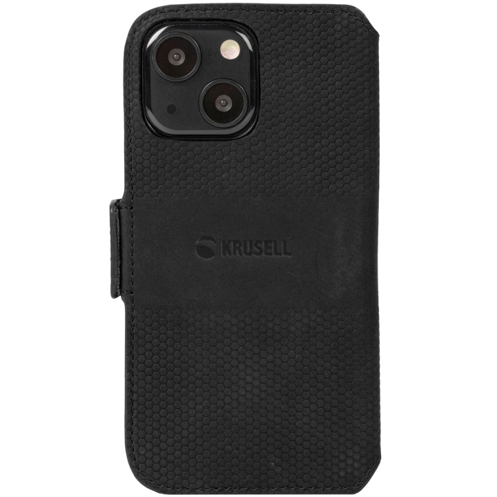 Krusell Leather Phone Wallet iPhone 13 Svart in de groep SMARTPHONE & TABLETS / Mobielbescherming / Apple / iPhone 13 / Wallet Case bij TP E-commerce Nordic AB (C08750)