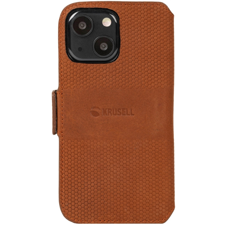 Krusell Leren Telefoonhoesje iPhone 13 Cognac in de groep SMARTPHONE & TABLETS / Mobielbescherming / Apple / iPhone 13 / Wallet Case bij TP E-commerce Nordic AB (C08754)
