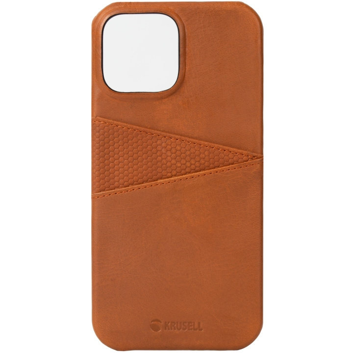 Krusell Leather CardCover iPhone 13 Mini Cognac in de groep SMARTPHONE & TABLETS / Mobielbescherming / Apple / iPhone 13 Mini / Hoesjes bij TP E-commerce Nordic AB (C08792)