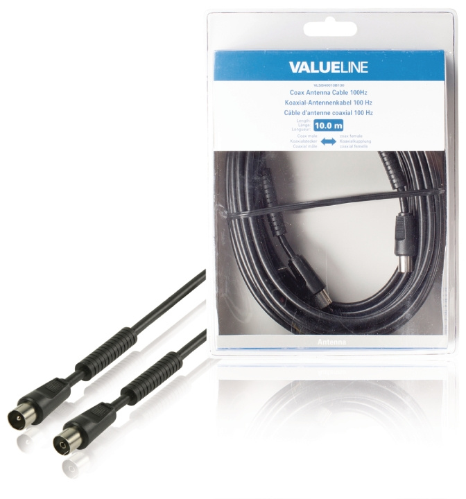 Valueline 100 dB Coaxkabel Coax Male (IEC) - Coax Female (IEC) 10.0 m Zwart in de groep HOME ELECTRONICS / Kabels & Adapters / Antennekabels & Accessoires / Antennekabels bij TP E-commerce Nordic AB (C11542)