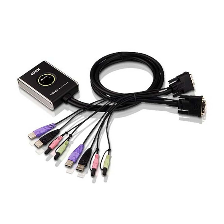 2-poorts USB DVI-/audiokabel KVM-switch met externe poortselectieschakelaar in de groep COMPUTERS & RANDAPPARATUUR / Computerkabels / Schakelaars bij TP E-commerce Nordic AB (C11574)