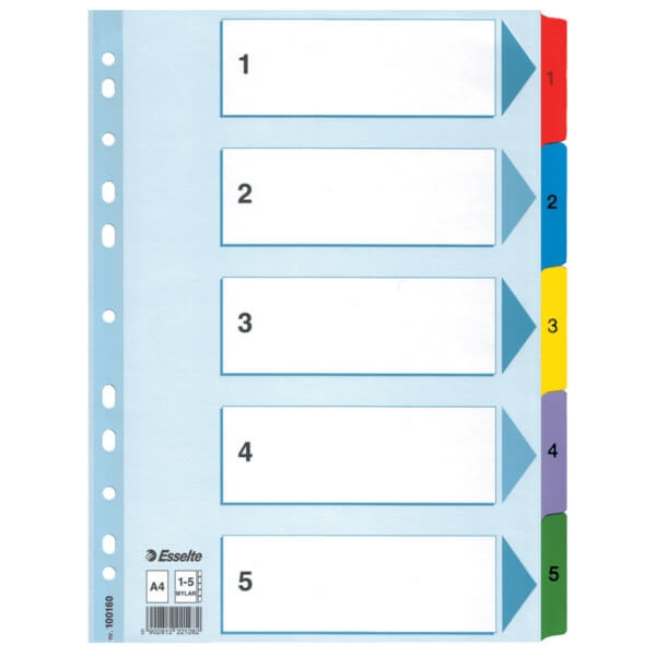 ESSELTE Register Mylar A4/1-5 in de groep HUISHOUDEN & TUIN / Kantoormateriaal / Overige bij TP E-commerce Nordic AB (C11986)