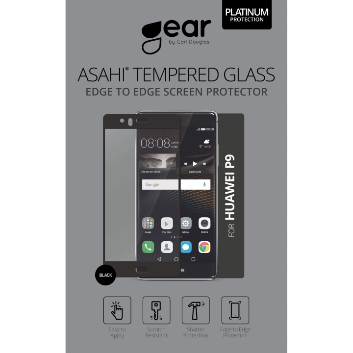 GEAR Glass Prot. 3D Full Fit Black Huawei P9 in de groep SMARTPHONE & TABLETS / Mobielbescherming / Huawei bij TP E-commerce Nordic AB (C12368)