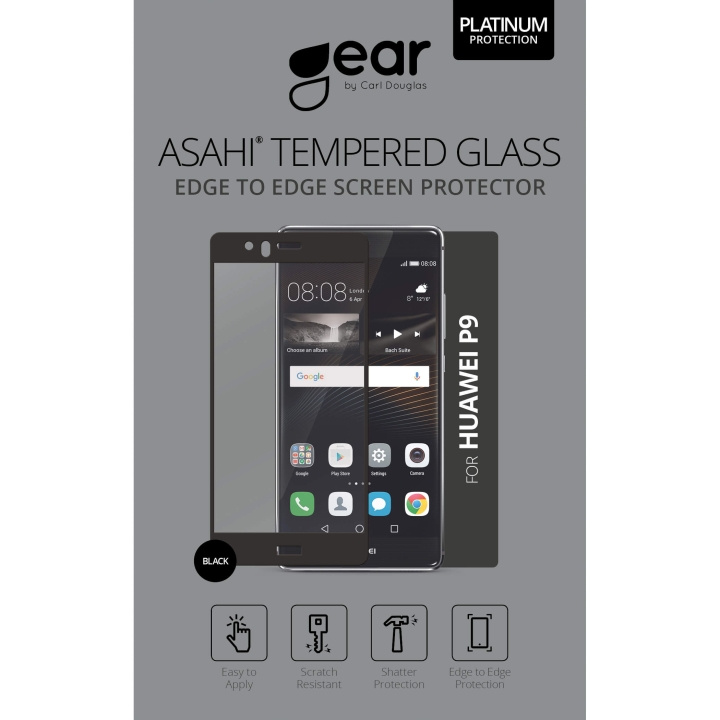 GEAR Glass Prot. 3D Full Fit Black Huawei P9 in de groep SMARTPHONE & TABLETS / Mobielbescherming / Huawei/Honor bij TP E-commerce Nordic AB (C12368)
