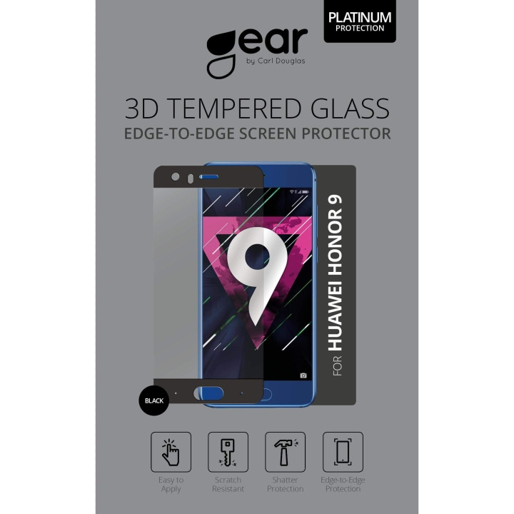 Glass Prot. 3D Huawei Honor 9 Edge to Edge Black in de groep SMARTPHONE & TABLETS / Mobielbescherming / Huawei bij TP E-commerce Nordic AB (C12395)