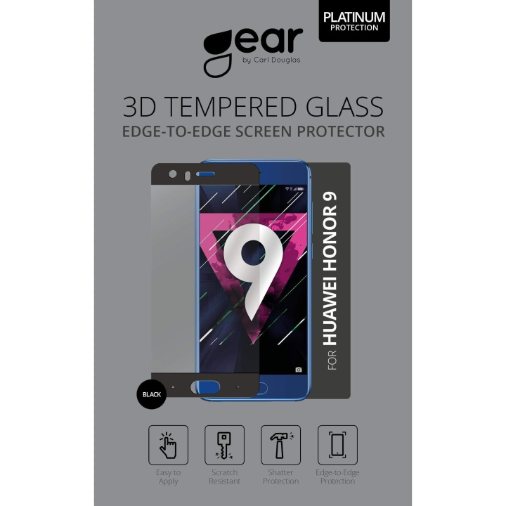 Glass Prot. 3D Huawei Honor 9 Edge to Edge Black in de groep SMARTPHONE & TABLETS / Mobielbescherming / Huawei/Honor bij TP E-commerce Nordic AB (C12395)