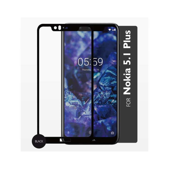 Glass Prot. 2,5D Full Cover Nokia 5.1 Plus in de groep SMARTPHONE & TABLETS / Mobielbescherming / Nokia/Microsoft bij TP E-commerce Nordic AB (C12417)