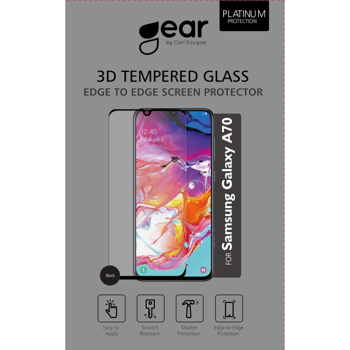 Glass Prot. 3D Full Cover Black Samsung A70 in de groep SMARTPHONE & TABLETS / Mobielbescherming / Samsung bij TP E-commerce Nordic AB (C12420)