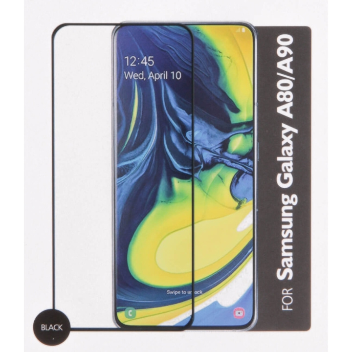 Glass Prot. 3D Full Cover Black Samsung A80 / A90 2019 in de groep SMARTPHONE & TABLETS / Mobielbescherming / Samsung bij TP E-commerce Nordic AB (C12421)
