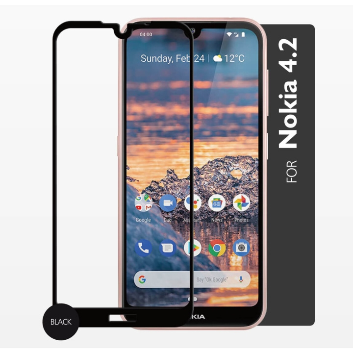 Glass Prot. 2,5D Full Cover Nokia 4.2 in de groep SMARTPHONE & TABLETS / Mobielbescherming / Nokia/Microsoft bij TP E-commerce Nordic AB (C12424)