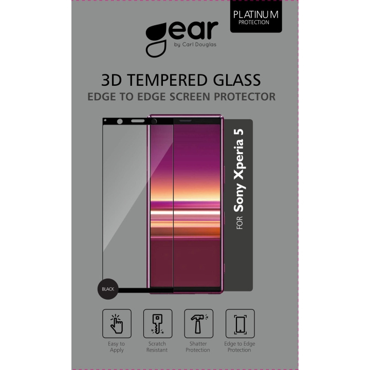 Glass Prot. 3D Full Cover Böack Sony Xperia 5 in de groep SMARTPHONE & TABLETS / Mobielbescherming / Sony bij TP E-commerce Nordic AB (C12433)