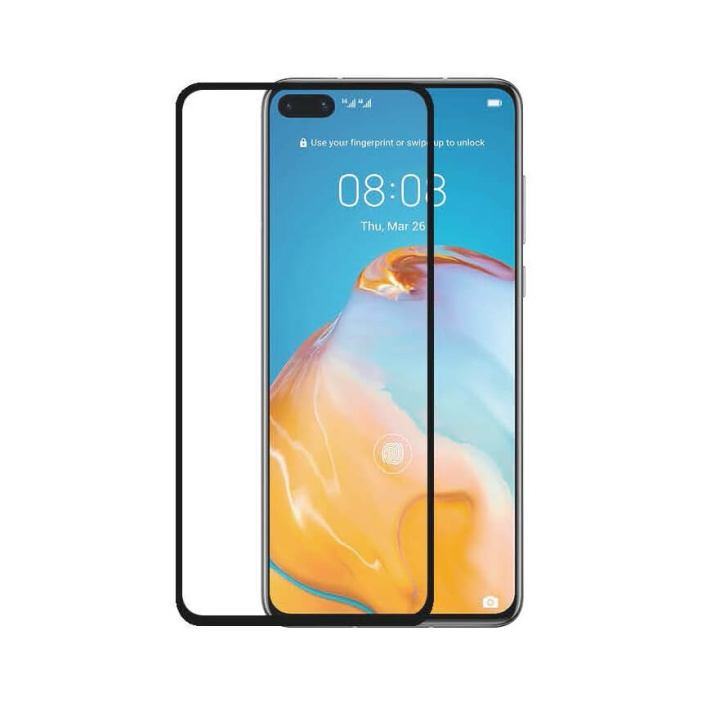 Glas Prot. 3D Full Cover Black Huawei P40 in de groep SMARTPHONE & TABLETS / Mobielbescherming / Huawei bij TP E-commerce Nordic AB (C12440)