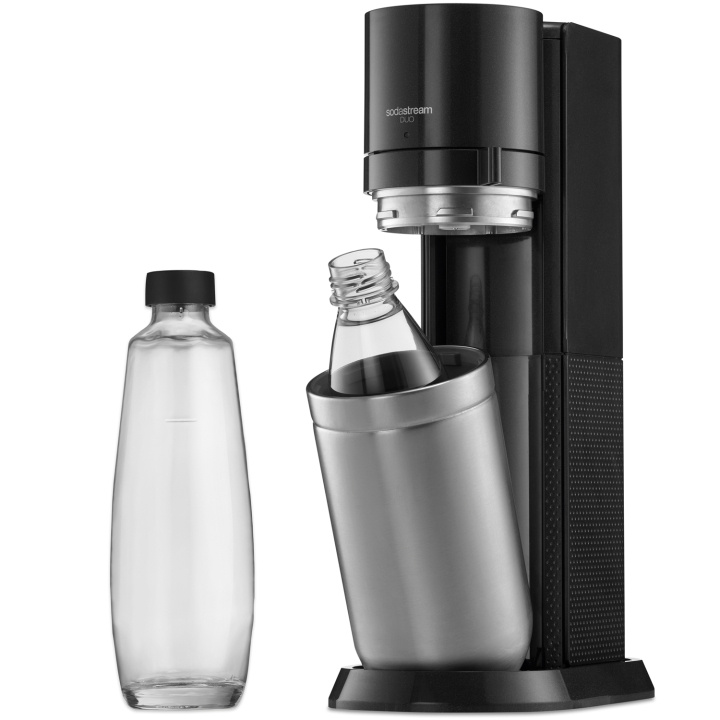 SodaStream Kolsyremaskin DUO Black inkl. 1x Glasflaska & 1x Plastflaska in de groep HUISHOUDEN & TUIN / Huishoudelijke apparaten / Water & Sap / Carbonatatiemachines / Carbonatatiemachines bij TP E-commerce Nordic AB (C13020)