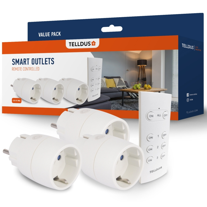 Telldus On/Off-uttag Slim 433 3-pack in de groep HUISHOUDEN & TUIN / Smart home / Smart plugs bij TP E-commerce Nordic AB (C13046)