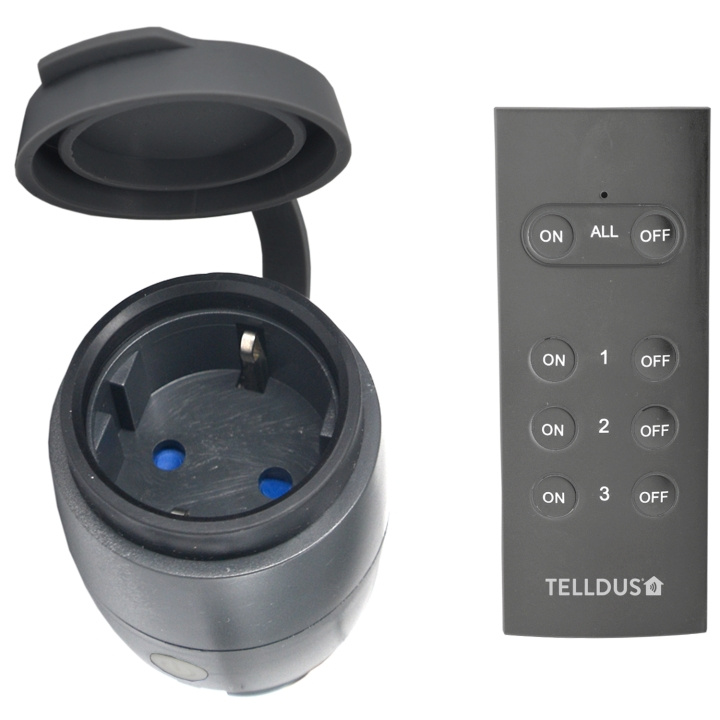 Telldus Utomhusmottagare IP44 + Fjärrkontroll 433MHz in de groep HUISHOUDEN & TUIN / Smart home / Smart plugs bij TP E-commerce Nordic AB (C13048)