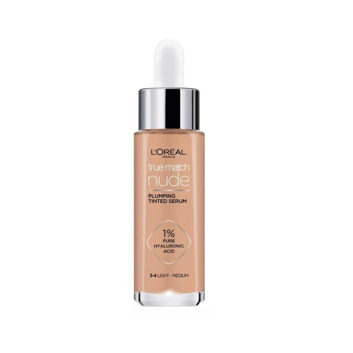 L\'Oreal True Match Nude Plumping Tinted Serum Foundation 3-4 Light-Medium 30ml in de groep BEAUTY & HEALTH / Makeup / Make-up gezicht / Foundation bij TP E-commerce Nordic AB (C13459)