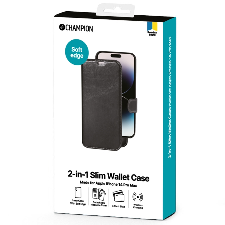 Champion 2-in-1 Slim wallet iPhone 14 Pro Max in de groep SMARTPHONE & TABLETS / Mobielbescherming / Apple / iPhone 14 bij TP E-commerce Nordic AB (C13581)