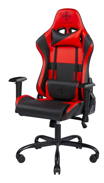DELTACO GAMING DC210R Gaming chair, PU-leather, iron frame, Black/Red in de groep COMPUTERS & RANDAPPARATUUR / GAMING / Gaming stoelen bij TP E-commerce Nordic AB (C13804)