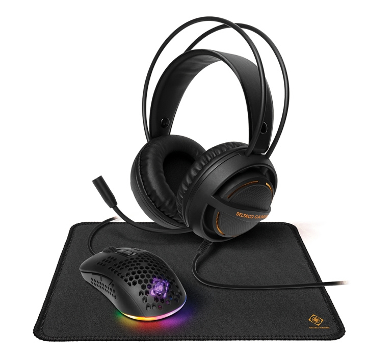 DELTACO GAMING 3-in-1 Lightweight Gaming kit, Headset, Mouse, Mousepad in de groep COMPUTERS & RANDAPPARATUUR / Muizen en toetsenborden / Toetsenborden / Pakket bij TP E-commerce Nordic AB (C13822)