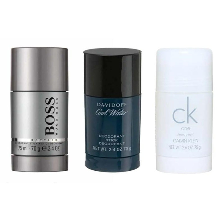 3-pack Boss Bottled + Cool Water + CK One Deostick 75ml in de groep BEAUTY & HEALTH / Geuren & Parfum / Deodorant / Deodorant voor vrouwen bij TP E-commerce Nordic AB (C13873)