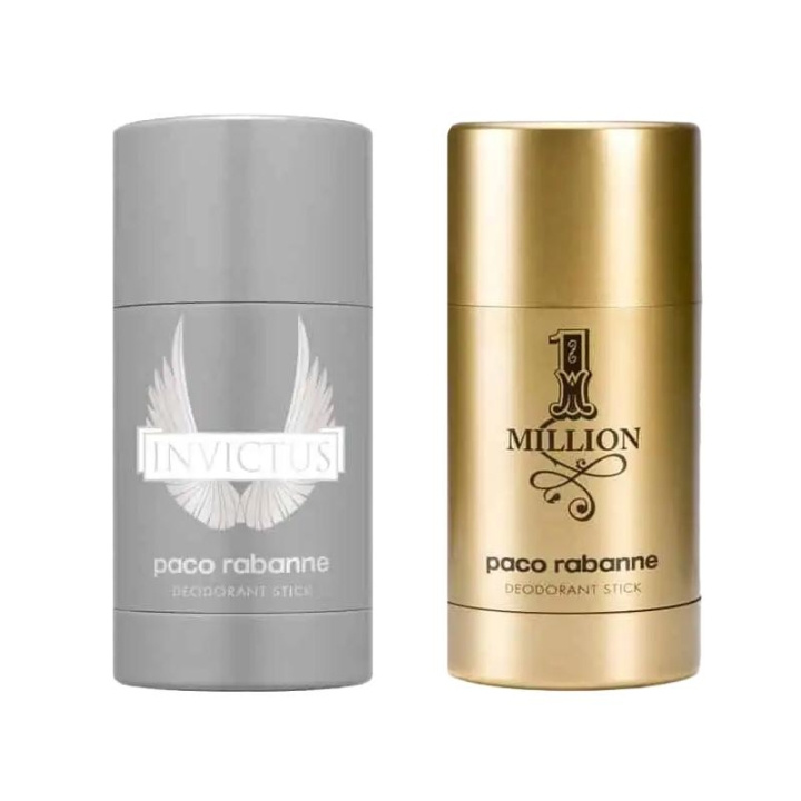 2-pack Paco Rabanne 1 Million + Invictus Deostick 75ml in de groep BEAUTY & HEALTH / Geuren & Parfum / Deodorant / Deodorant voor vrouwen bij TP E-commerce Nordic AB (C13888)