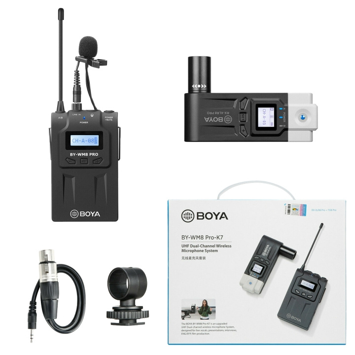 Boya Wireless Mic, UHF Dual-Channel Wireless Microphone System in de groep HOME ELECTRONICS / Audio & Beeld / Handmicrofoons bij TP E-commerce Nordic AB (C13974)