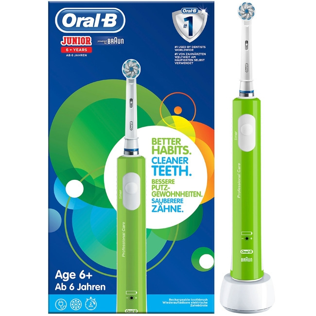 Oral B Eltandborste Junior Green SUT in de groep BEAUTY & HEALTH / Mondverzorging / Elektrische tandenborstels bij TP E-commerce Nordic AB (C14106)
