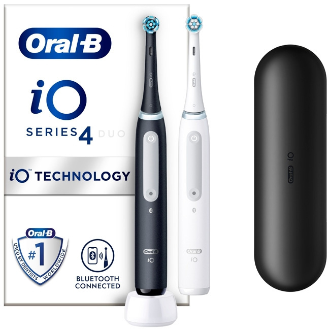 Oral B Eltandborste iO4 Duo Black UCB in de groep BEAUTY & HEALTH / Mondverzorging / Elektrische tandenborstels bij TP E-commerce Nordic AB (C14129)