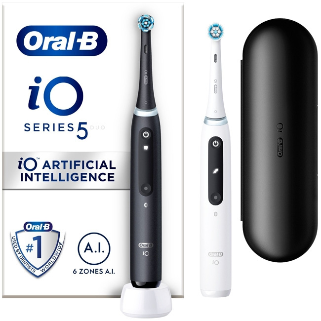 Oral B Eltandborste iO5 Duo Black UCB in de groep BEAUTY & HEALTH / Mondverzorging / Elektrische tandenborstels bij TP E-commerce Nordic AB (C14130)