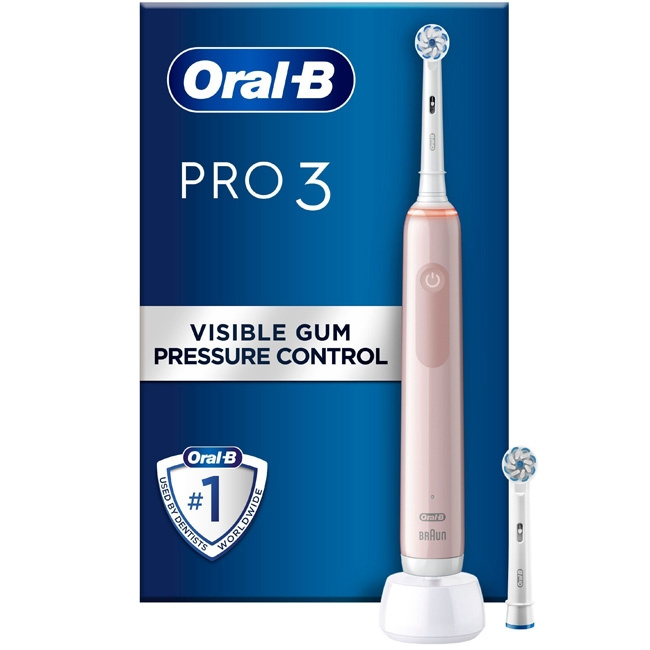 Oral B Eltandborste Pro3 3400N Pink S in de groep BEAUTY & HEALTH / Mondverzorging / Elektrische tandenborstels bij TP E-commerce Nordic AB (C14157)