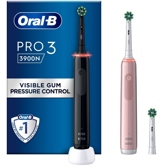 Oral B Electric toothbrush Pro3 3900N Black CA + Pink CA in de groep BEAUTY & HEALTH / Mondverzorging / Elektrische tandenborstels bij TP E-commerce Nordic AB (C14159)