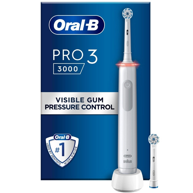 Oral B Eltandborste Pro3 3000 White S in de groep BEAUTY & HEALTH / Mondverzorging / Elektrische tandenborstels bij TP E-commerce Nordic AB (C14163)