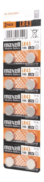 Maxell LR43 10PK MF(5X2)BLISTER in de groep HOME ELECTRONICS / Batterijen & Opladers / Batterijen / Knoopcel bij TP E-commerce Nordic AB (C14527)