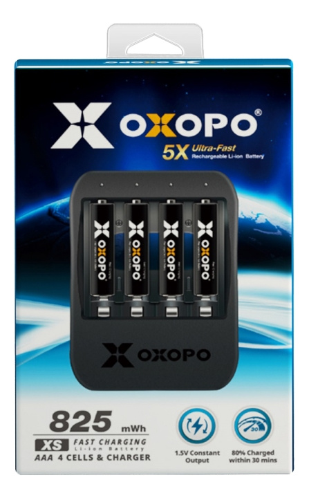 OXOPO Li-Ion 4xAAA 550mAh Battery w/charger in de groep HOME ELECTRONICS / Batterijen & Opladers / Batterijen / AAA bij TP E-commerce Nordic AB (C14534)